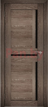 Межкомнатная дверь экошпон Юни Амати 18, Дуб Шале корица (черное стекло)