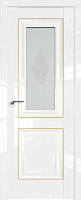 Межкомнатная дверь царговая ProfilDoors серия L 28L, Белый Люкс Мателюкс Кристалл (молдинг золото)