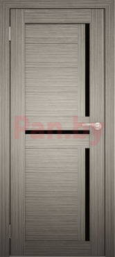 Межкомнатная дверь экошпон Юни Амати 18, Дуб дымчатый (черное стекло)