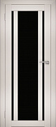 Межкомнатная дверь экошпон Юни Амати 11, Эшвайт (черное стекло)