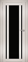 Межкомнатная дверь экошпон Юни Амати 11, Эшвайт (черное стекло)