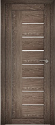 Межкомнатная дверь экошпон Юни Амати 7, Дуб Шале корица (черное стекло)