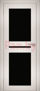 Межкомнатная дверь экошпон Юни Амати 19, Эшвайт (черное стекло)