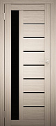 Межкомнатная дверь экошпон Юни Амати 4, Дуб беленый (черное стекло)