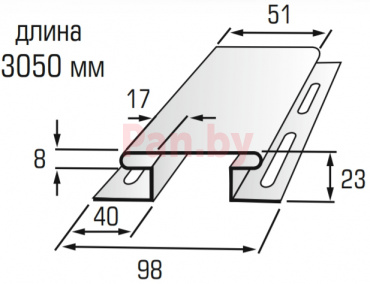 H профиль (соединительная планка) для сайдинга Альта-Профиль Персиковый, 3,05м фото № 2