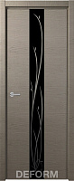 Межкомнатная дверь экошпон Deform Серия H Н4, Дуб французский Серый Зеркало черное
