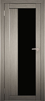 Межкомнатная дверь экошпон Юни Амати 9, Дуб дымчатый (черное стекло)