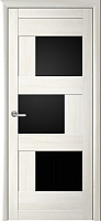Межкомнатная дверь МДФ экошпон Albero Мегаполис Стокгольм Кипарис белый, черное стекло