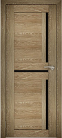 Межкомнатная дверь экошпон Юни Амати 18, Дуб Шале натуральный (черное стекло)