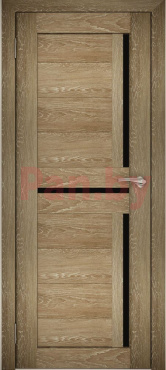 Межкомнатная дверь экошпон Юни Амати 18, Дуб Шале натуральный (черное стекло) фото № 1