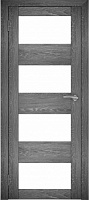 Межкомнатная дверь экошпон Юни Амати 2, Дуб Шале графит (белое стекло)