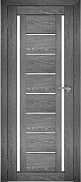 Межкомнатная дверь экошпон Юни Амати 6, Дуб Шале графит (белое стекло)