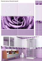 Панель ПВХ (пластиковая) с фотопечатью Кронапласт Unique Капли росы фиолетовый 2700*250*8