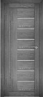 Межкомнатная дверь экошпон Юни Амати 7, Дуб Шале графит (белое стекло)