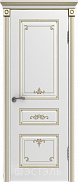 Межкомнатная дверь эмаль Эстэль Люкс Вивьен, Белая Эмаль (патина золото)