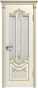 Межкомнатная дверь эмаль Эстэль Люкс Александрия, Слоновая кость Эмаль Мателюкс Матовый (патина золото)